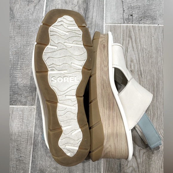 Sorel White and Blue Wedge Sandals Like New - Picture 3 of 7